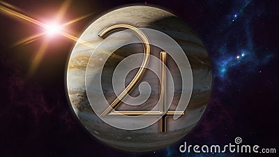 Jupiter zodiac horoscope symbol and planet. 3D rendering Stock Photo