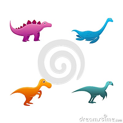Jurassic dino icons set cartoon vector. Cute little dinosaur Vector Illustration