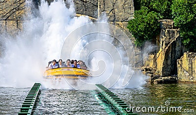 Jurassic Park water ride Editorial Stock Photo