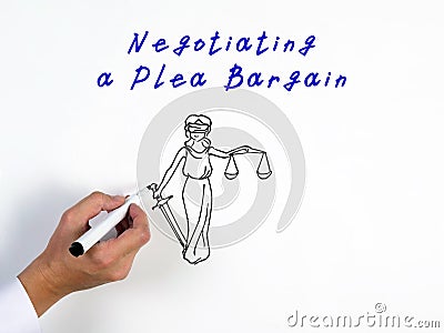 Juridical concept meaning Negotiating a Plea Bargain with phrase on the piece of paper Stock Photo