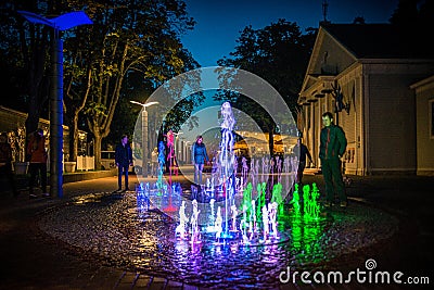 Jurmala, Latvia. Colorful fountain Editorial Stock Photo