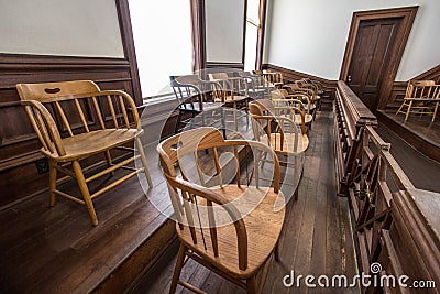 Jury Box In Courtroom Interior Stock Photo