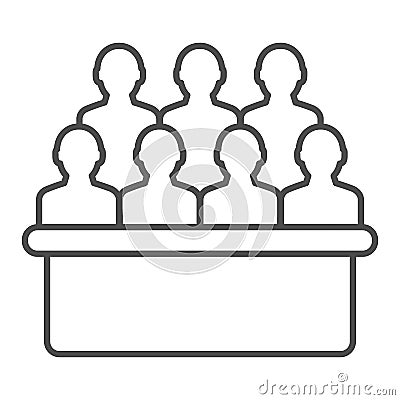 Jury box thin line icon. Group vector illustration isolated on white. Audience outline style design, designed for web Vector Illustration