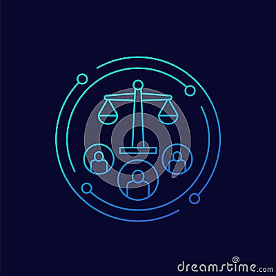 jury icon, law and legal system, linear design Vector Illustration