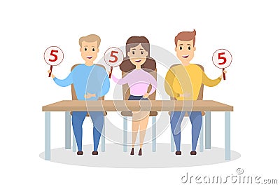Jury with signs. Vector Illustration
