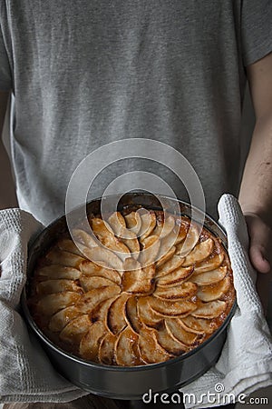 Just baked apple cake Stock Photo