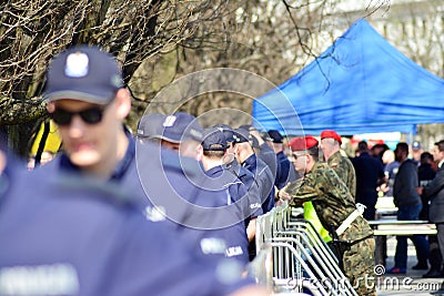 Just before the ceremony of unveiling the monument the victims of a plane crash near Smolensk. Editorial Stock Photo