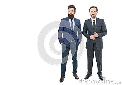 Just cool dudes. Successful men. Businessmen isolated on white. Bearded men in formalwear. Business partners Stock Photo