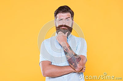 Just fabulous hair. confident and handsome brutal man. charismatic guy looking serious. male barber fashion. hair and Stock Photo