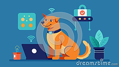 With just a few simple voice commands this remote pet training assistant helps your pet learn new tricks and behaviors Vector Illustration