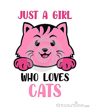 Just A Girl Who Loves Cats Shirt Design Vector Illustration