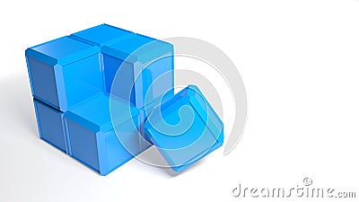 Just the last little part of a cube has to be put in its position - 3D rendering illustration Cartoon Illustration