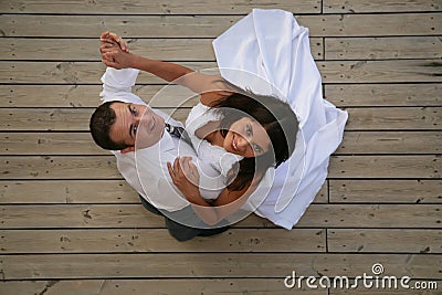 Just Married - bride and groom dancing Stock Photo