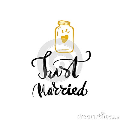 Just Married Calligraphy for design Vector Illustration