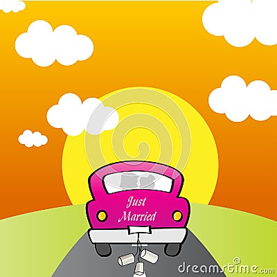 Just Married - Car Vector Illustration