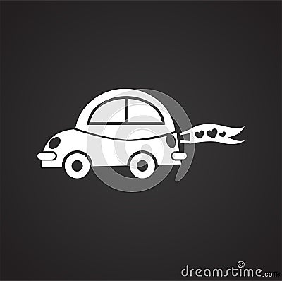 Just married car on black background Vector Illustration