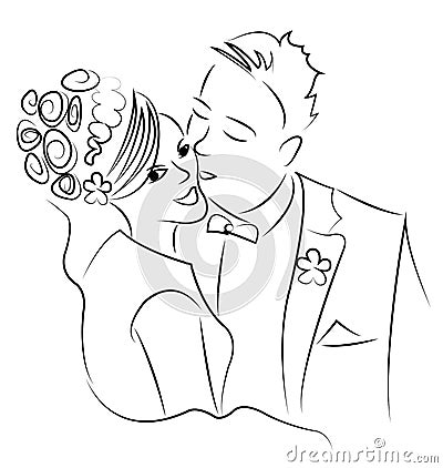 Just married couple dancing Vector Illustration