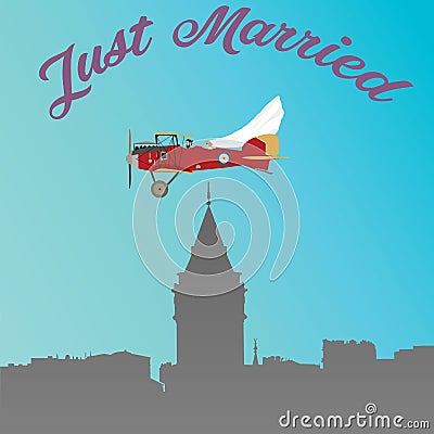 Just married fly Vector Illustration