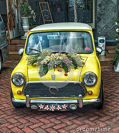 Just Married Mini Car Editorial Stock Photo