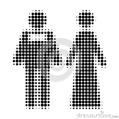 Just Married Persons Halftone Dotted Icon Vector Illustration