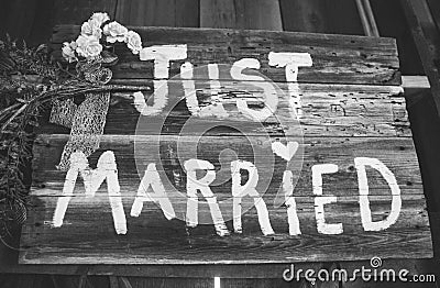 Just Married Sign Stock Photo