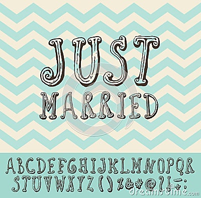 Just Married Vintage Trendy Illustration Font Type Vector Illustration