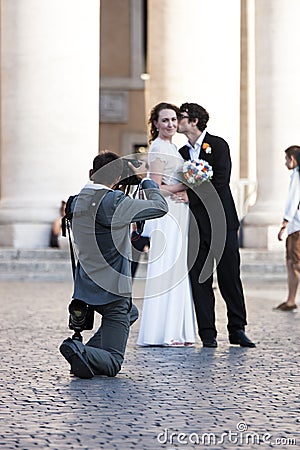 Just married - Wedding shooting photographer Editorial Stock Photo