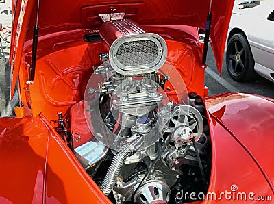 Big Block V-8 Engine Installed In Willys Gasser Stock Photo