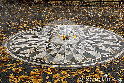 Strawberry Fields Monumnet to John Lennon Editorial Stock Photo