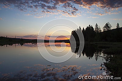 Just before the sunrise out in the Swedish wilderness Stock Photo