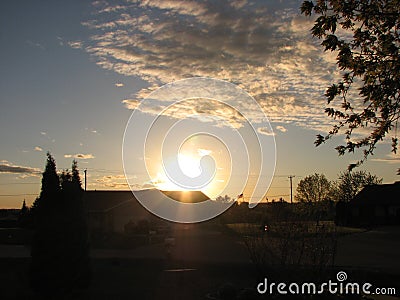 Say Goodnight to the Sun and Hello to the Moon Stock Photo