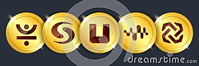 Crypto currency digital payment system blockchain concept. Cartoon Illustration