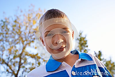 Just your average kid. Cropped portrait of a young boy outdoors. Stock Photo