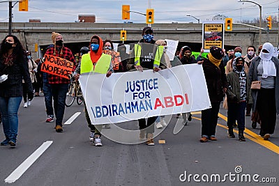 Justice for Abdi Protest. Ottawa. October 24.2020 Editorial Stock Photo