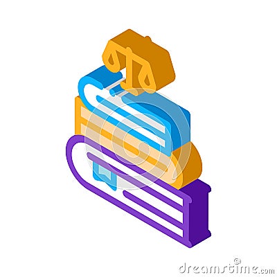 Justice Books Law And Judgement isometric icon vector illustration Vector Illustration