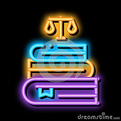 Justice Books Law And Judgement neon glow icon illustration Vector Illustration