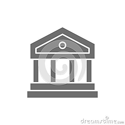 Justice court or bank building grey icon. Vector Illustration