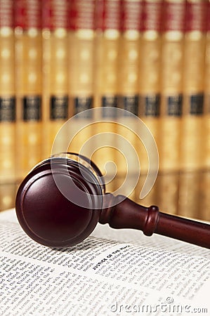 Justice gavel and law books Stock Photo