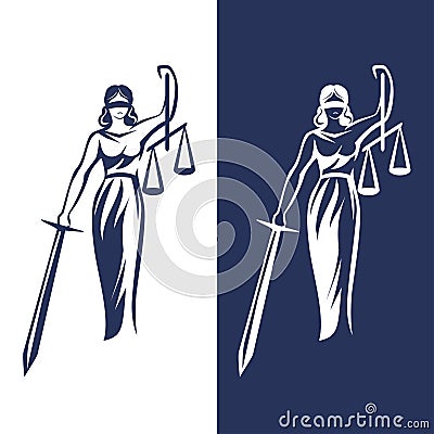 Lady justice statue Vector Illustration