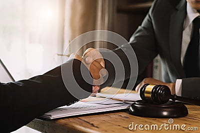 Justice and law concept.Male judge in a courtroom Stock Photo