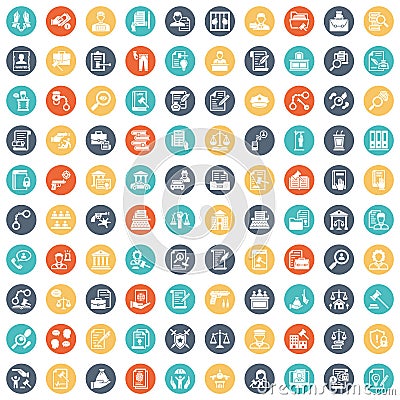 justice and Law Isolated Vector Icons set every single icon can easily modify or edit Stock Photo