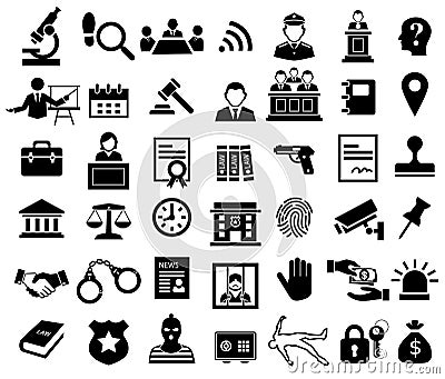 Justice and legal sign icon set Vector Illustration