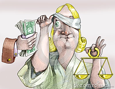 Justice is not always blind political cartoon Stock Photo
