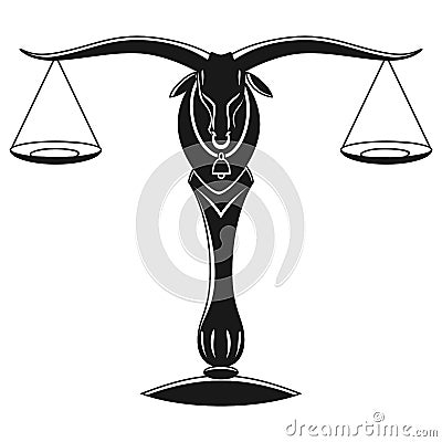 Justice scales silhouette. Mechanical balancing scales, symbol of law and judgment, punishment and truth, measuring Vector Illustration