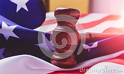 Justice in the USA. American Court. The application of punishment to the guilty. Stock Photo
