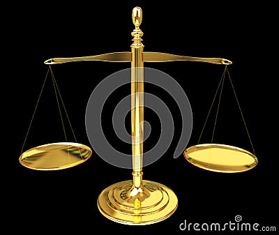 Justice weighing scales 3D rendering Stock Photo