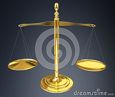 Justice weighing scales 3D rendering Stock Photo