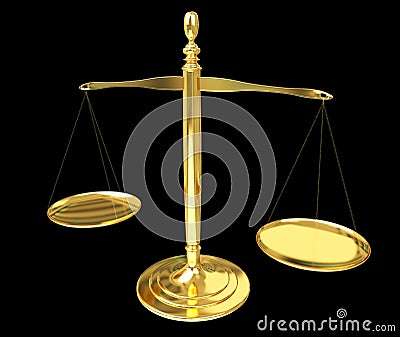 Justice weighing scales 3D rendering Stock Photo