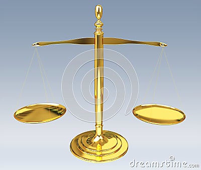 Justice weighing scales 3D rendering Stock Photo