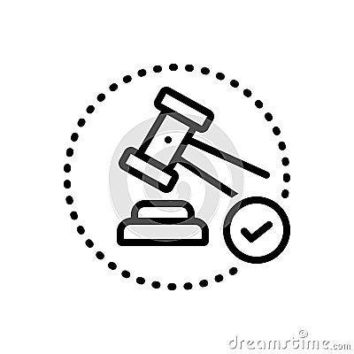 Black line icon for Justify, legitimate and licit Vector Illustration